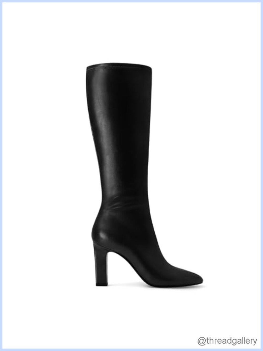 Faux Leather Knee High Boots Pointed Toe Block Heel Tall Dressy Casual